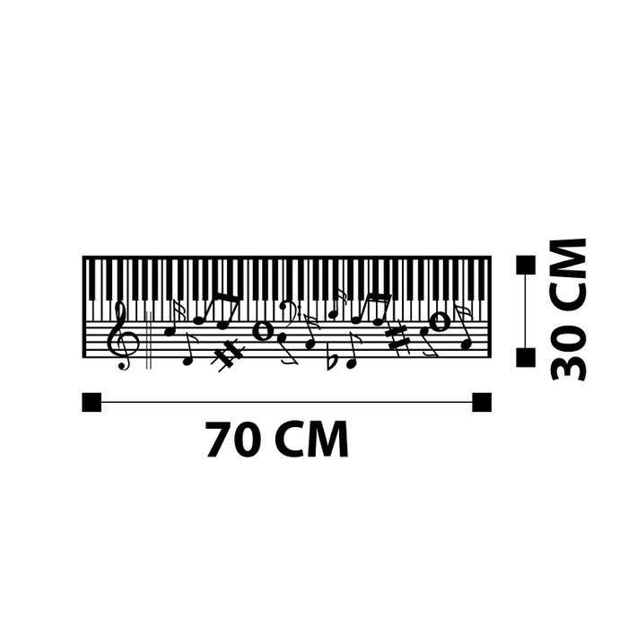 Wallity Piano - M121 Escultura de Pared de Metal Negra